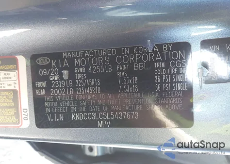 2020 Kia Niro Touring Sport z USA, uszkodzony, nr VIN KNDCC3LC5L5437673